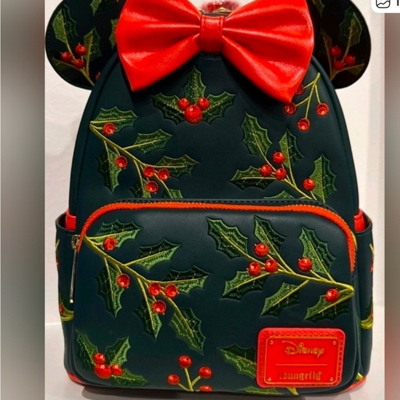 Disney Holly Leaf Mini Backpack with Red Bow - Picture 1 of 5